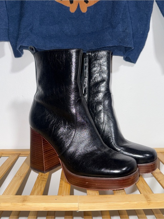 Marc Fisher Shoes - Marc Fisher Black Leather Platform Ankle Boots